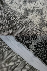 Set 6 huse elastice pentru scaune, cu volanas, model Jacquard Alb