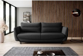 Canapea neagră extensibilă/cu spațiu de depozitare cu tapițerie din chenille 236 cm Silva – ELTAP