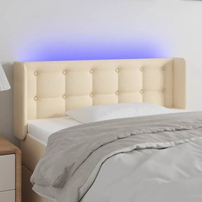 vidaXL Tăblie de pat cu LED, crem, 103x16x78/88 cm, textil