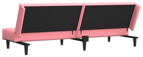 Canapea extensibila cu 2 locuri, roz, catifea Roz, Fara scaunel pentru picioare Fara scaunel pentru picioare