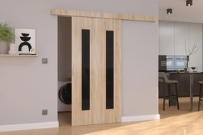 Ușă glisantă HERS (Latime: 86 cm, Culoare: Sonoma /Negru Lacobel)