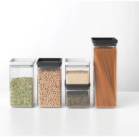 Borcan pentru depozitare Brabantia Tasty+ 1001172, 1,6 l, Transparent/ Gri închis