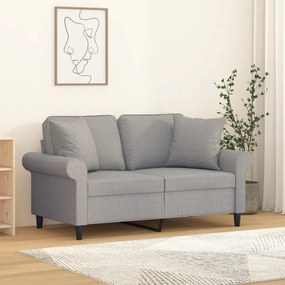 3153233 vidaXL Canapea cu 2 locuri, perne&pernuțe, gri deschis, 120 cm, textil