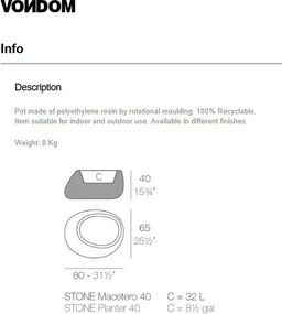 Ghiveci plante, flori design decorativ modern pentru amenajari interioare si exterioare, STONE PLANTER 55008R Vondom