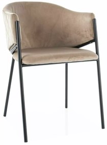 Scaun tapitat Bono Velvet - Beige/Negru