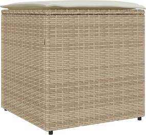 vidaXL Cutie pentru perne cu depozitare Bej 50 x 50 x 50 cm poliratan