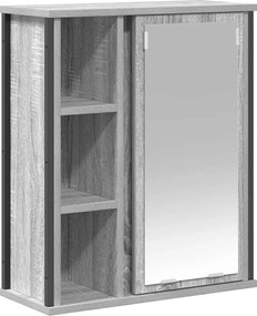 vidaXL Dulap de baie cu oglindă gri Sonoma 50x21x60 cm