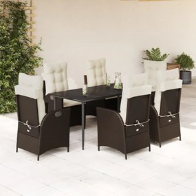 vidaXL Set mobilier de grădină cu perne, 7 piese, maro, poliratan