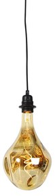 Lampă suspendată neagră reglabilă cu LED oglindă aurie reglabilă - Cava Luxe