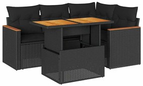 3327478 vidaXL Set mobilier de grădină cu perne, 5 piese,poliratan/lemn acacia