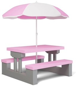 Set de șezut pentru copii cu umbrelă de soare JASMIN, 67x78,5x42,5cm, roz/gri Spielwerk