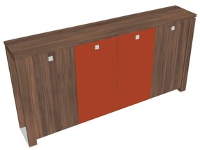 Dulap mediu pentru haine Verno+ 260 x 46 x 130 cm, uși combinate, nuc / portocaliu