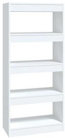 811664 vidaXL Bibliotecă/Separator cameră, alb, 60x30x135 cm, lemn prelucrat