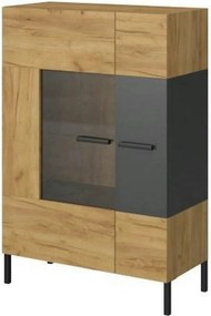 Vitrina SANTES, stejar artisan auriu, PAL laminat, 90x42x135 cm