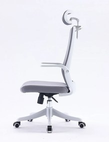 Scaun ergonomic SIHOO,suport lombar reglabil, tetiera 3D, mecanism inclinare/blocare, brate rabatabile, umeras, pivotant, Mesh, Gri