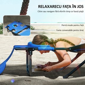 Outsunny Sezlong Plaja Pliabil cu 4 Nivele Rabatare si brațe, Greutate sustinuta 120 kg,Gri | Aosom Romania