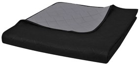Cuvertură matlasată cu două fețe, negru/gri, 170 x 210 cm