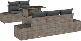 vidaXL Set de canapea cu pernă Manual 6 pcs Gri poliratan