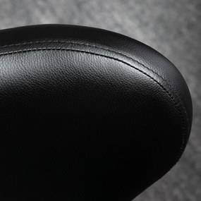 HOMCOM Taburet Rotativ 360° Reglabil, Taburet Cosmetic cu Spătar, din Oțel și Piele Ecologică, Negru | Aosom Romania