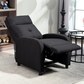 HOMCOM Fotoliu Reclinabil Fino a 155° Con Suport pentru Picioare In Material Textil Negru | Aosom Romania