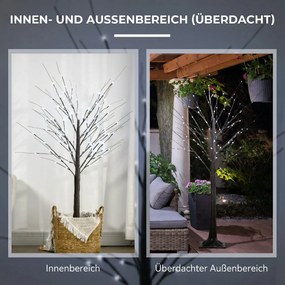 HOMCOM Brad de Crăciun Luminos Tip Mesteacăn, 150 cm, 96 Led-uri, Bază Lată, pentru Interior și Exterior, Maro | Aosom Romania