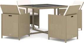 vidaXL Set mobilier de grădină cu perne, 5 piese, bej, poliratan