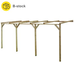 Pergola de perete, 2x5x2,2 m, lemn masiv de pin tratat, B-Stock