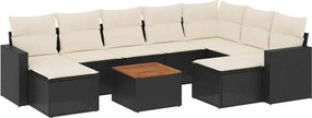 vidaXL Set canapele de grădină cu perne, 10 piese, negru, poliratan
