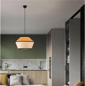 Lustra cu abajur stratifiat catifea Mustard cu hartie naturala VELISS