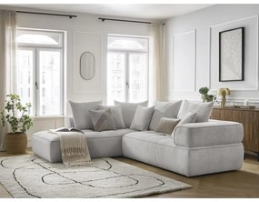 Colțar gri deschis cu tapițerie din chenille (cu colț pe partea stângă/în formă de ”L”) Whesley – Bobochic Paris