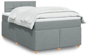 vidaXL Pat continental cu saltea, gri deschis, 120x200 cm, textil