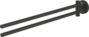 Suport prosop doua brate negru mat Grohe Essentials Cube 43.9 cm