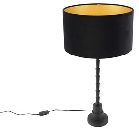 Lampă de masă Art Deco cu abajur de catifea negru 35 cm - Pisos