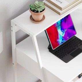 HOMCOM Birou Secretar Birou Calculator Stil neo-retro sertar Zonă de depozitare raft metal Alb | Aosom Romania