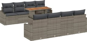 vidaXL Set de masă pentru grădină cu pernă 9 pcs Gri și Brown