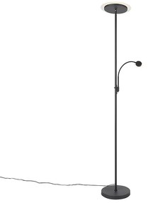 Lampa de podea moderna neagra inclusiv LED cu brat de citit - Chala