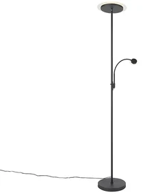 Lampa de podea moderna neagra inclusiv LED cu brat de citit - Chala