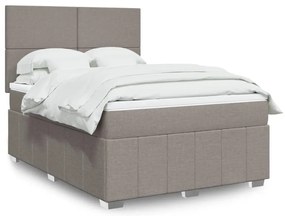 vidaXL Pat continental cu saltea gri taupe 140x200 cm material textil