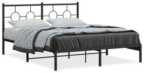 376228 vidaXL Cadru de pat metalic cu tăblie, negru, 150x200 cm