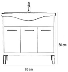 Mobilier complet de baie Nerva 85, stejar Sonoma