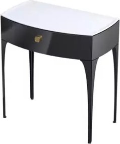 Set dulap baza suspendat Oristo Louis negru 1 sertar cu blat alb 82 cm