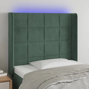 3124081 vidaXL Tăblie de pat cu LED, verde închis, 83x16x118/128 cm, catifea