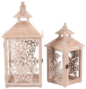 Set felinare de lemn Fulgi 2 buc., natural