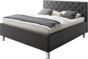 Boxspring 180x200 cm, cu lada de depozitare și somiere incluse, culoare gri închis