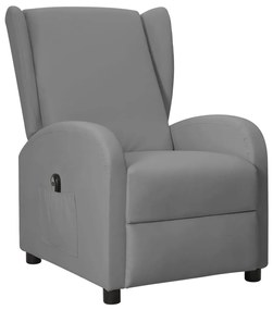 3098952 vidaXL Fotoliu electric rabatabil spătar aripi, gri, piele ecologică