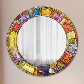 Oglinda rotunda imprimata Fereastră colorată cu vitralii