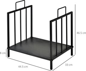 Outsunny Suport pentru Lemne pentru Interior și Exterior cu 2 Mânere, 44,5x33x46,5 cm, Negru | Aosom Romania