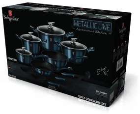 Set oale si tigai marmorate (15 piese) din aluminiu forjat Aquamarine Metalic Line Berlinger Haus BH 1885N