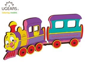 Locomotiva - Puzzle 3D de colorat pentru copii