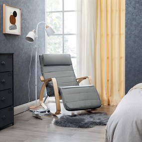 Fotoliu balansoar, lemn de mesteacan / textil, gri inchis, Songmics